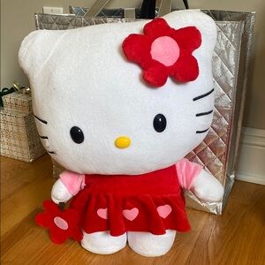 Hello Kitty Plush Doll with Red Dress and Flower